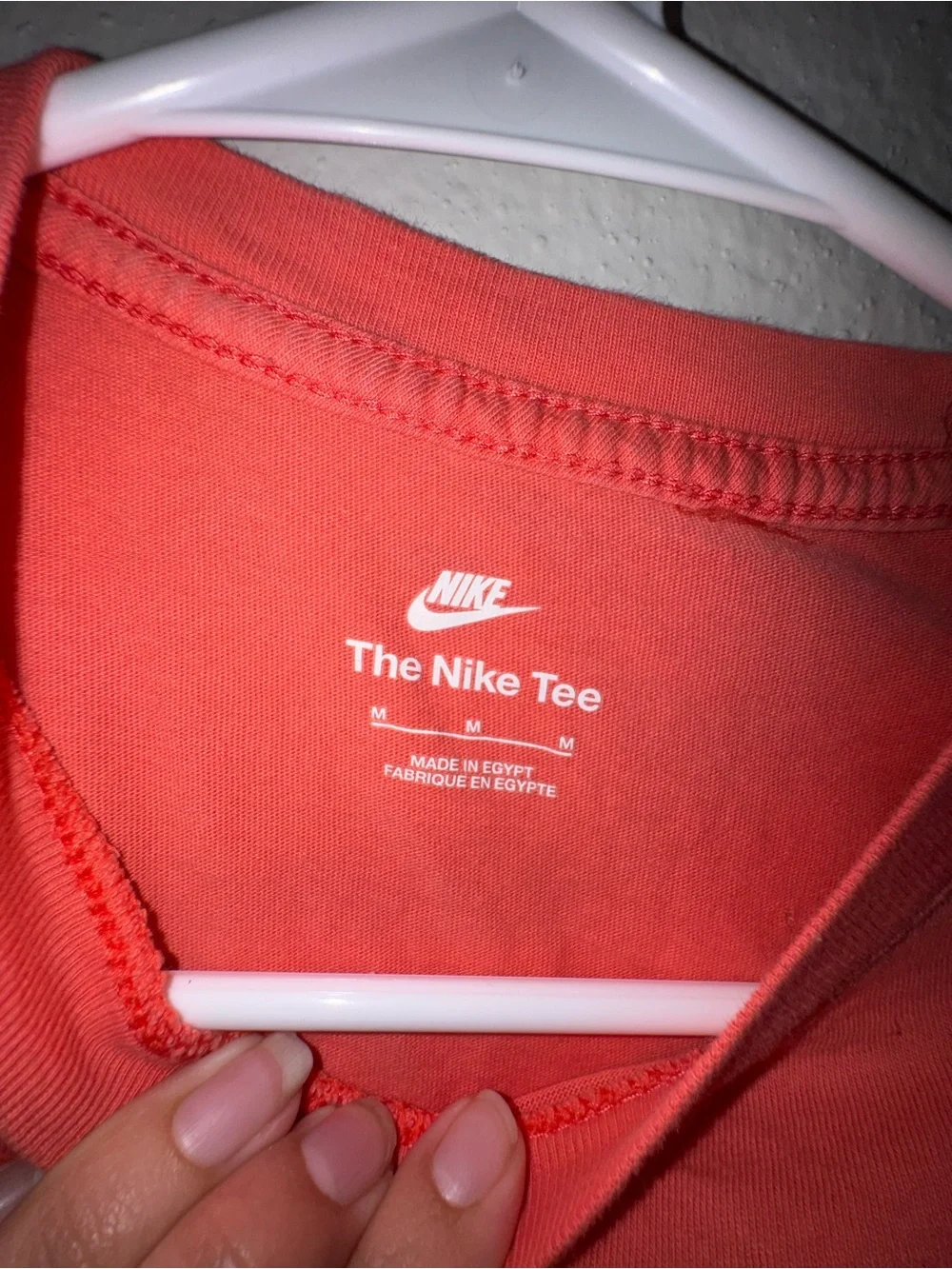 Nike Long-Sleeve Logo Tee in Coral-Red - Read Description